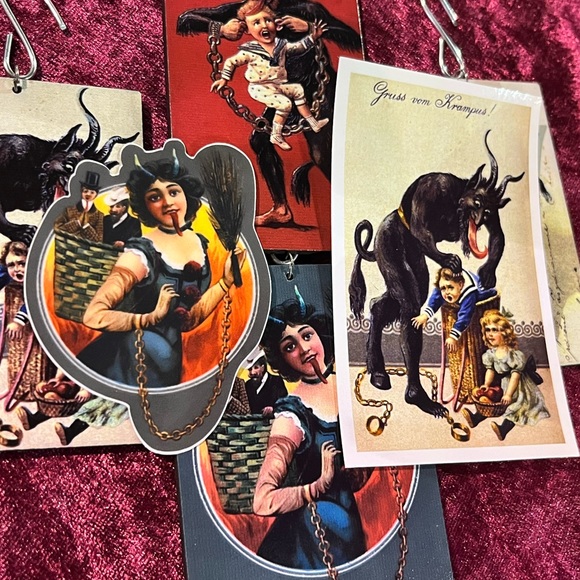 Krampus Ornament Set, Retro Krampus Postcard Greeting Holiday Ornament set - Picture 13 of 13